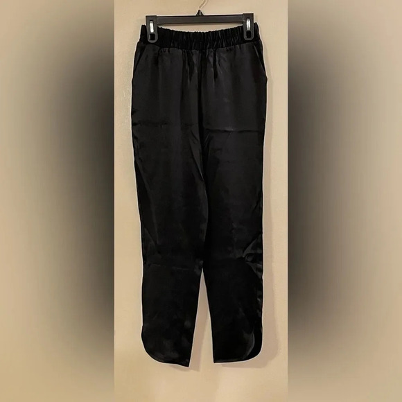 MNG MANGO Bright Elastic Waist Satin Pants in Black - Picture 8 of 13